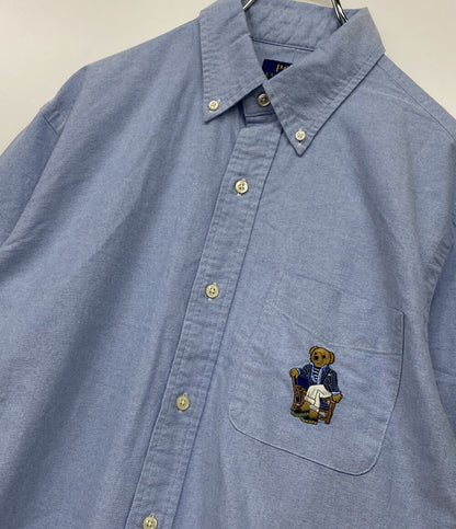美品 POLO RALPH LAUREN 長袖シャツ CLASSIC FIT POLO BEAR OXFORD SHIRT SAX メンズ SIZE L ポロ・ラルフローレン