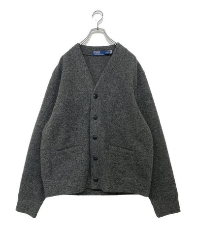 美品 POLO RALPH LAUREN フェルテッド ウールブレンド カーディガン グレー メンズ SIZE L ポロ・ラルフローレン