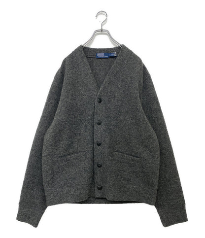 美品 POLO RALPH LAUREN フェルテッド ウールブレンド カーディガン グレー メンズ SIZE L ポロ・ラルフローレン