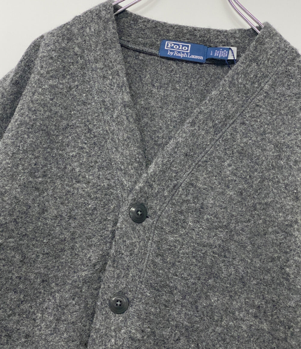 美品 POLO RALPH LAUREN フェルテッド ウールブレンド カーディガン グレー メンズ SIZE L ポロ・ラルフローレン