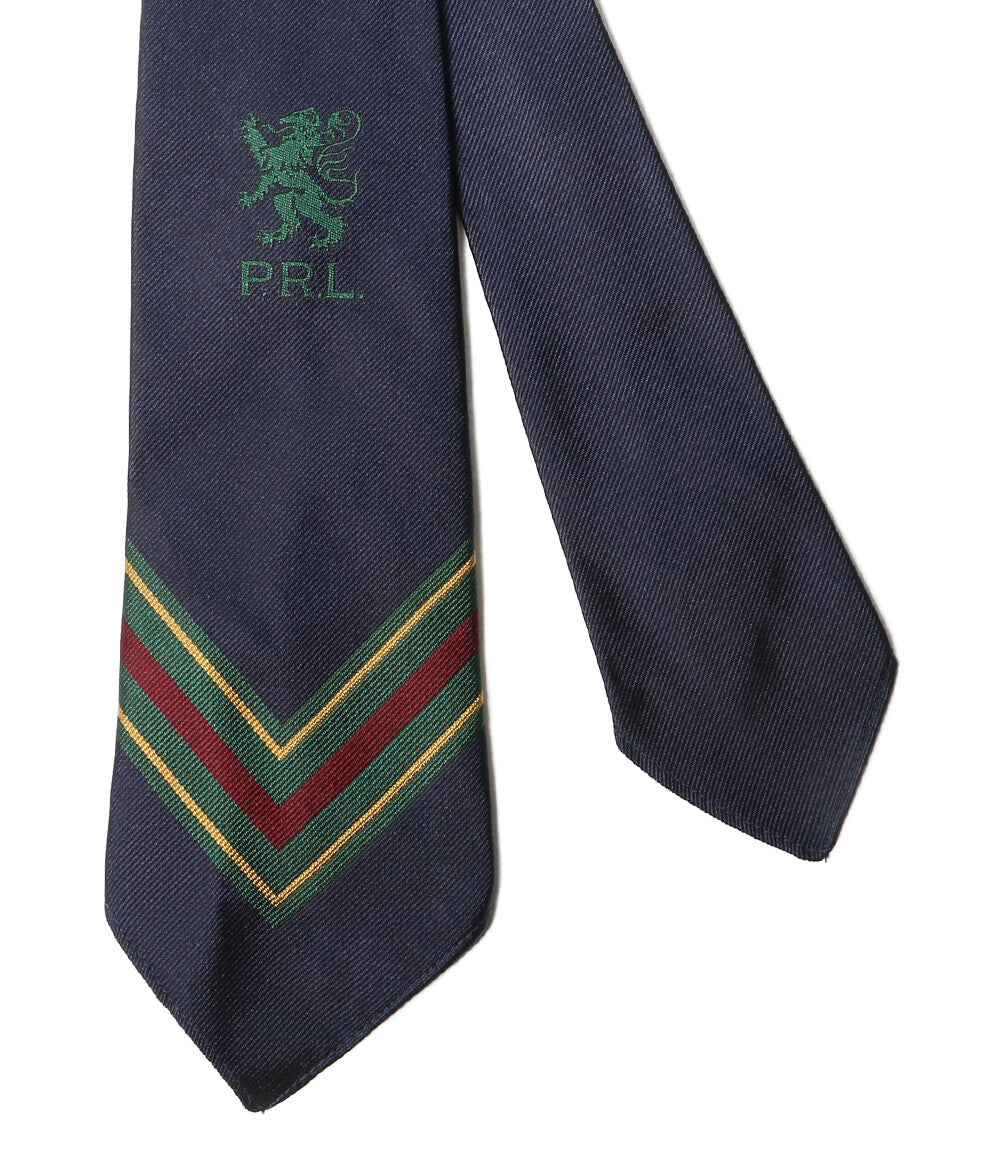 美品 RALPH LAUREN ネクタイ 7 エンブレム ネイビー×グリーン×バーガンディー メンズ ラルフローレン