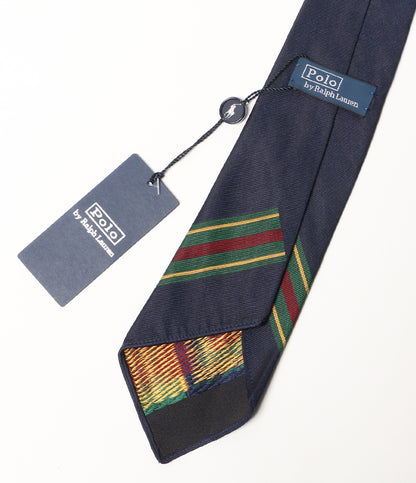 美品 RALPH LAUREN ネクタイ 7 エンブレム ネイビー×グリーン×バーガンディー メンズ ラルフローレン