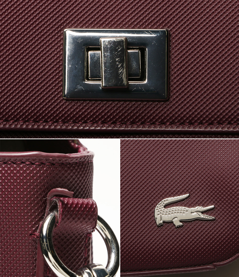 LACOSTE ショルダーバッグ レザー ボルドー レディース ラコステ