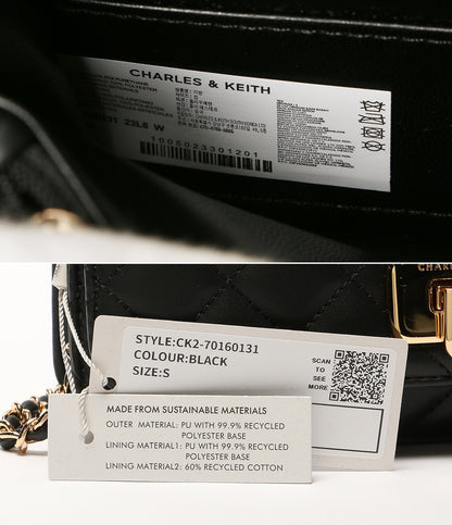 美品 Charles&Keith ショルダーバッグ キルティング ブラック レディース チャールズ&キース