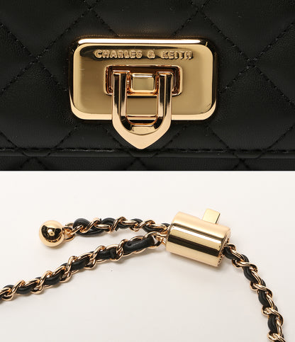 美品 Charles&Keith ショルダーバッグ キルティング ブラック レディース チャールズ&キース