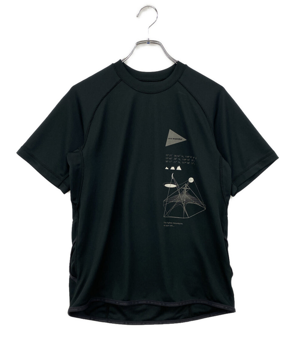 and wander 半袖Ｔシャツ DRY JERSEY ブラック プリント レディース SIZE WM アンドワンダー