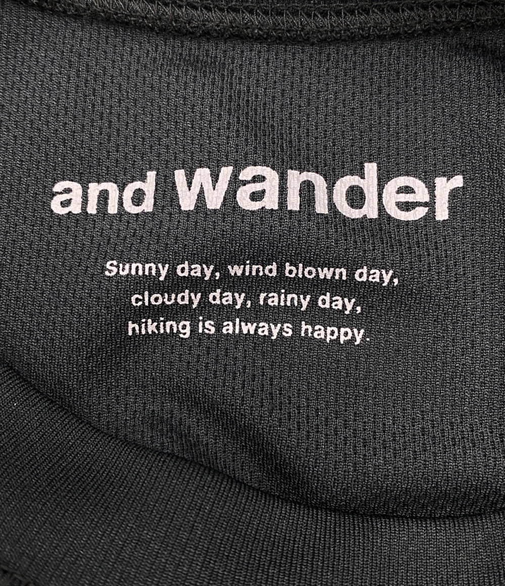 and wander 半袖Ｔシャツ DRY JERSEY ブラック プリント レディース SIZE WM アンドワンダー