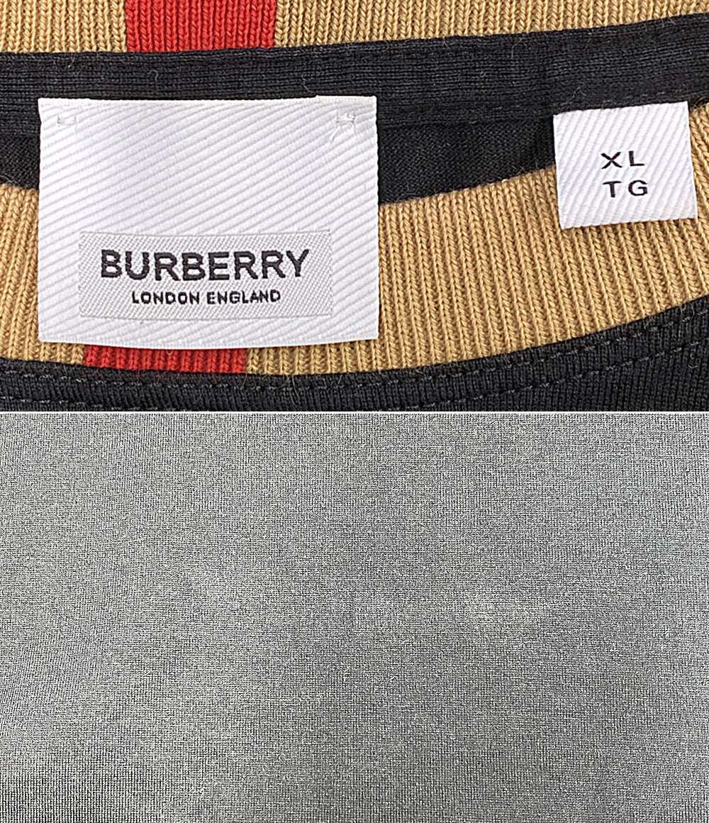 BURBERRY 半袖Ｔシャツ アイコン ストライプトリム コットンT メンズ SIZE XL バーバリー