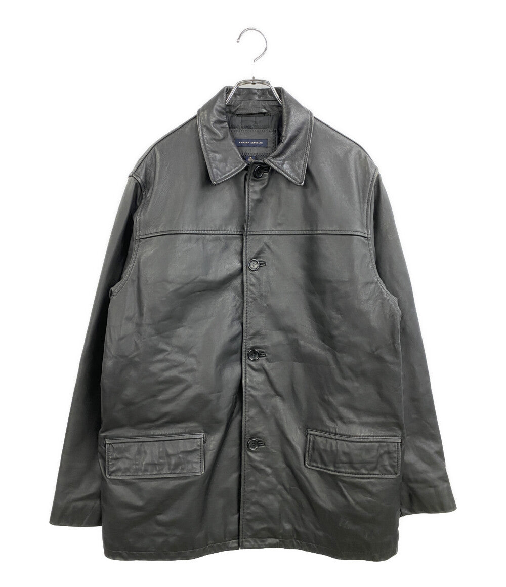 BANANA REPUBLIC レザーカーコート 03Fall ブラック トルコ製 メンズ SIZE M バナナリパブリック