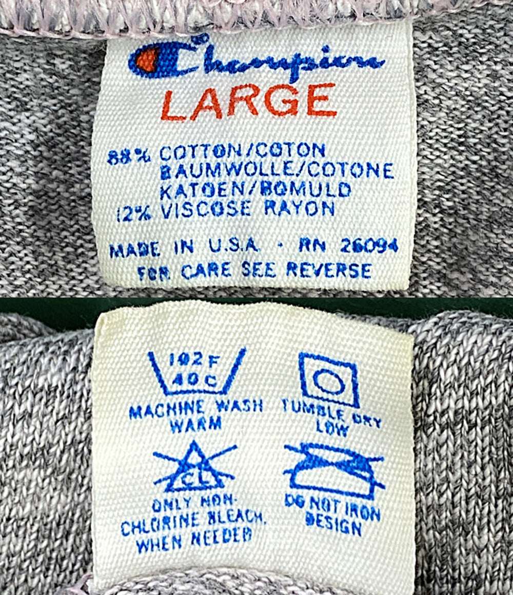 Champion 半袖Ｔシャツ USA製 ダブルリブ ピンクステッチ 80s メンズ SIZE L チャンピオン