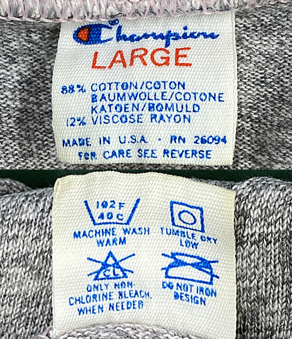 Champion 半袖Ｔシャツ USA製 ダブルリブ ピンクステッチ 80s メンズ SIZE L チャンピオン