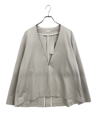 ICB ノーカラージャケット ベージュ レディース SIZE L アイシービー