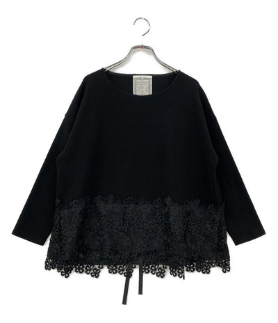 BEARDSLEY 裾レース切替ニット BLACK レディース SIZE F ビアズリー