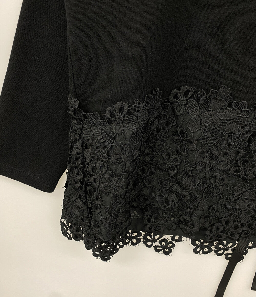 BEARDSLEY 裾レース切替ニット BLACK レディース SIZE F ビアズリー