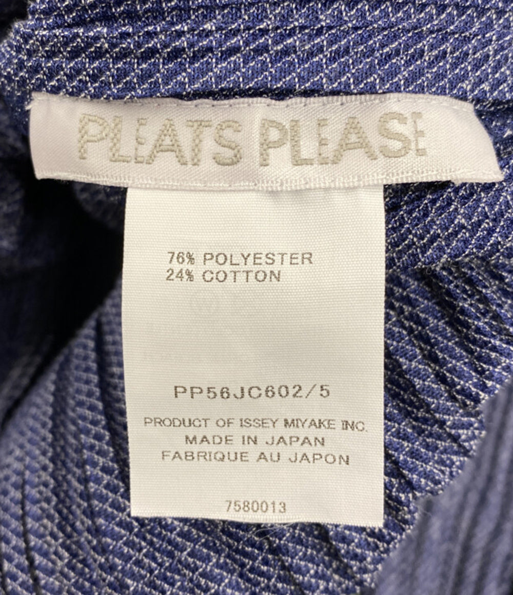 PLEATS PLEASE ノーカラージャケット コットンデニム PP56JC602 レディース SIZE 5 プリーツプリーズ