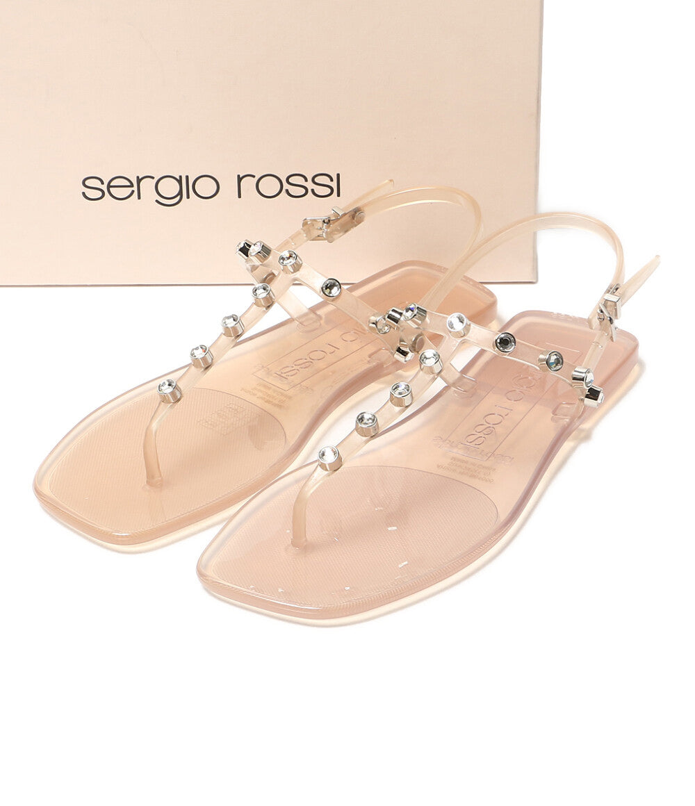 美品 Sergio Rossi サンダル SR JELLY 015 ピンク クリスタル B01050 MFI630 レディース SIZE 24.5cm セルジオロッシ