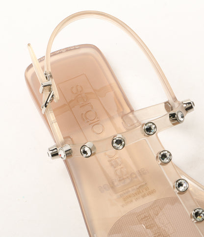 美品 Sergio Rossi サンダル SR JELLY 015 ピンク クリスタル B01050 MFI630 レディース SIZE 24.5cm セルジオロッシ