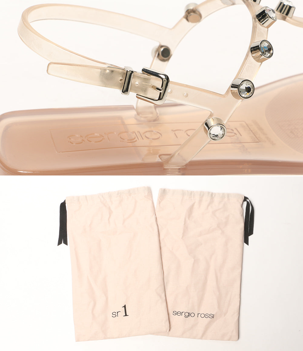 美品 Sergio Rossi サンダル SR JELLY 015 ピンク クリスタル B01050 MFI630 レディース SIZE 24.5cm セルジオロッシ