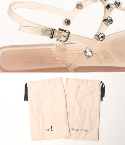 美品 Sergio Rossi サンダル SR JELLY 015 ピンク クリスタル B01050 MFI630 レディース SIZE 24.5cm セルジオロッシ