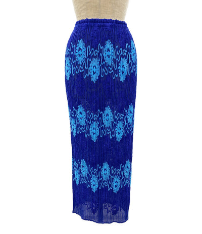 PLEATS PLEASE スカート PP06-JG901 ブルー フラワー レディース SIZE 4 プリーツプリーズ