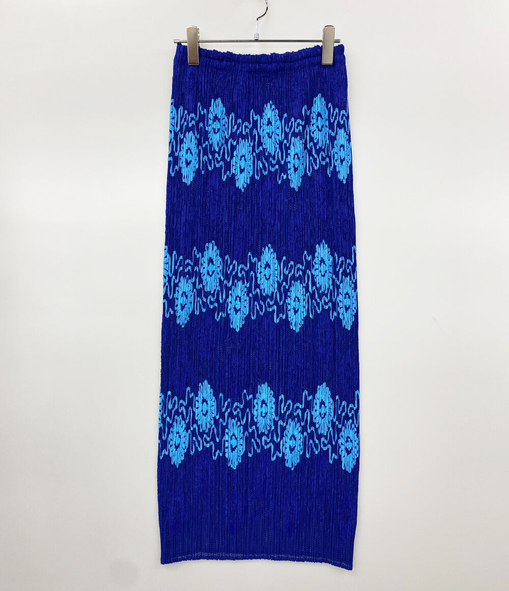 PLEATS PLEASE スカート PP06-JG901 ブルー フラワー レディース SIZE 4 プリーツプリーズ