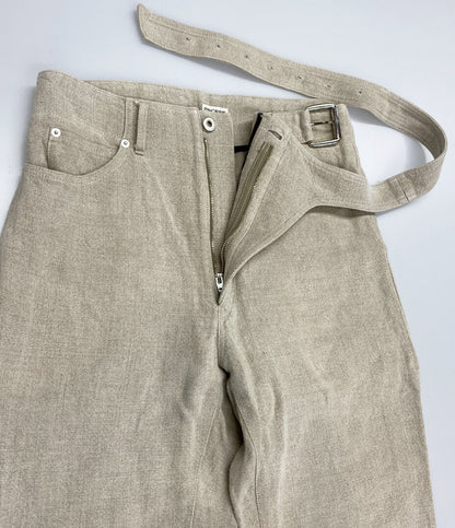 INSCRIRE パンツ Linen Canvas Bikers Pants ベージュ 38 レディース SIZE 38 アンスクリア