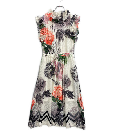 Ted Baker フリルフローラルノースリーブワンピース ホワイト レディース SIZE 1 テッドベーカー