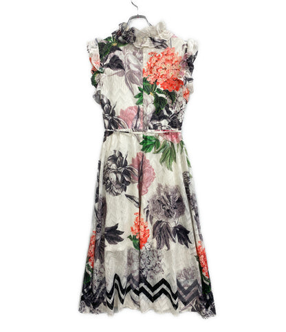 Ted Baker フリルフローラルノースリーブワンピース ホワイト レディース SIZE 1 テッドベーカー
