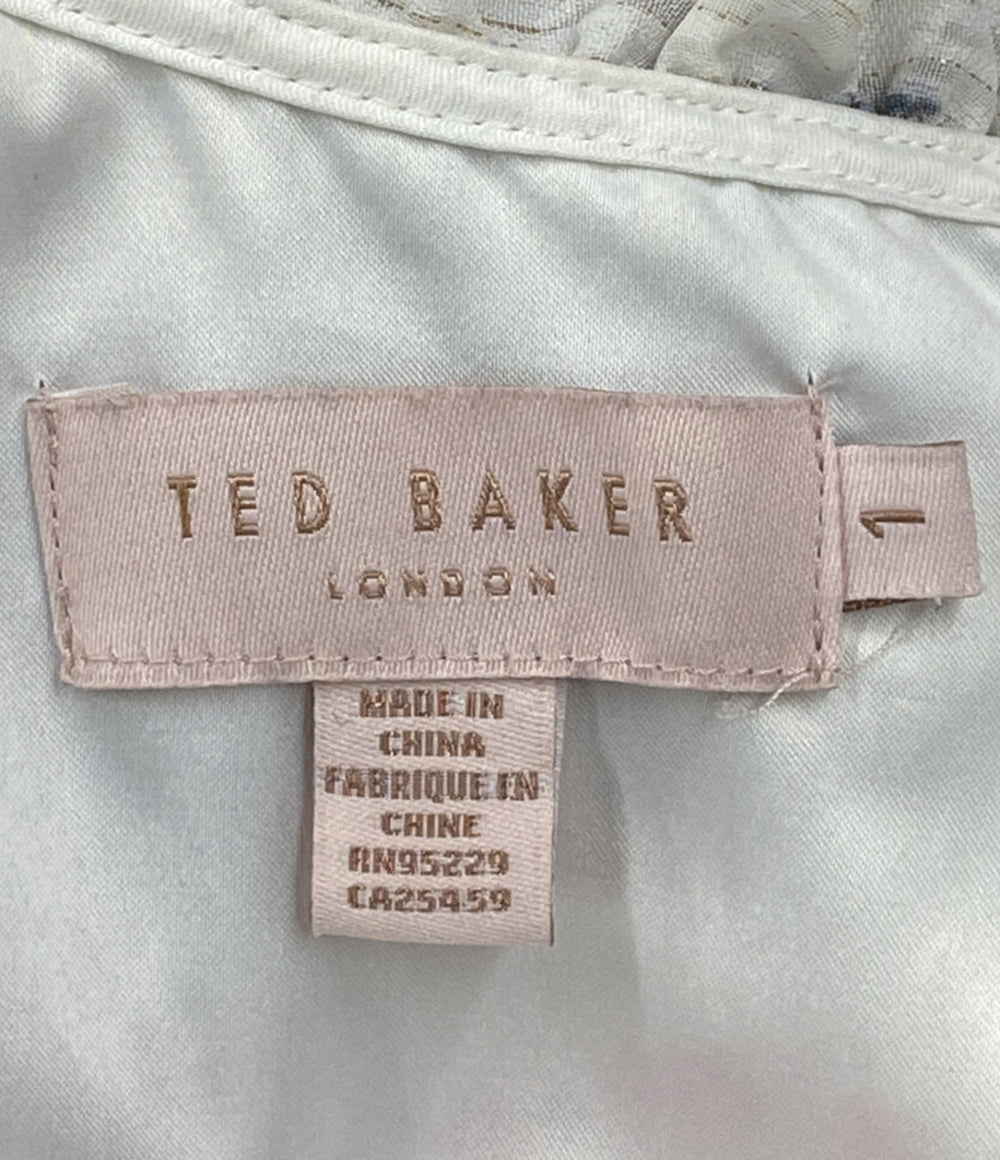 Ted Baker フリルフローラルノースリーブワンピース ホワイト レディース SIZE 1 テッドベーカー