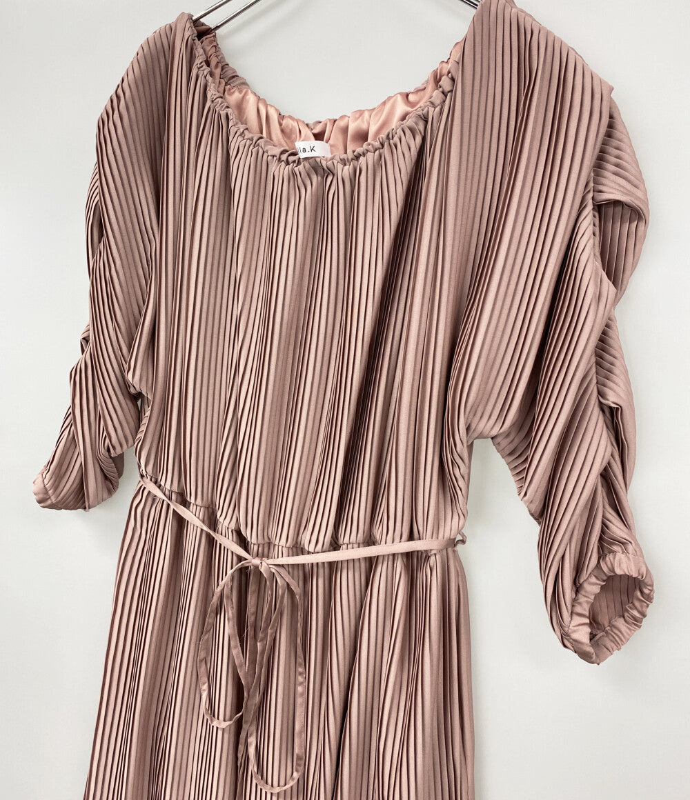 estella k エステラケー 七分袖ワンピース Isabel Pleated Dress ピンク レディース SIZE F