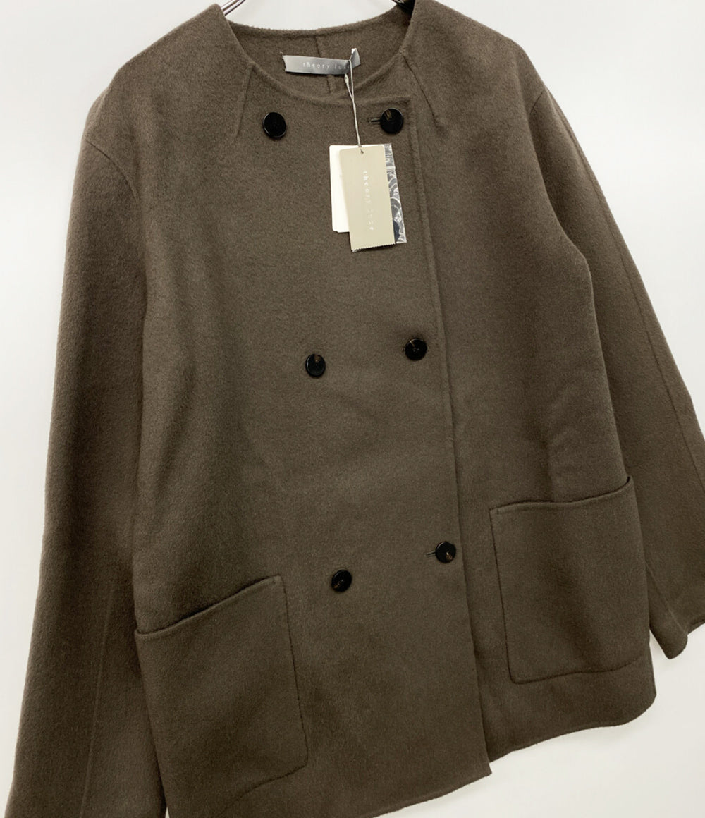 美品 theory luxe カシミヤ混ウールリバーコート レディース SIZE 38 セオリーリュクス
