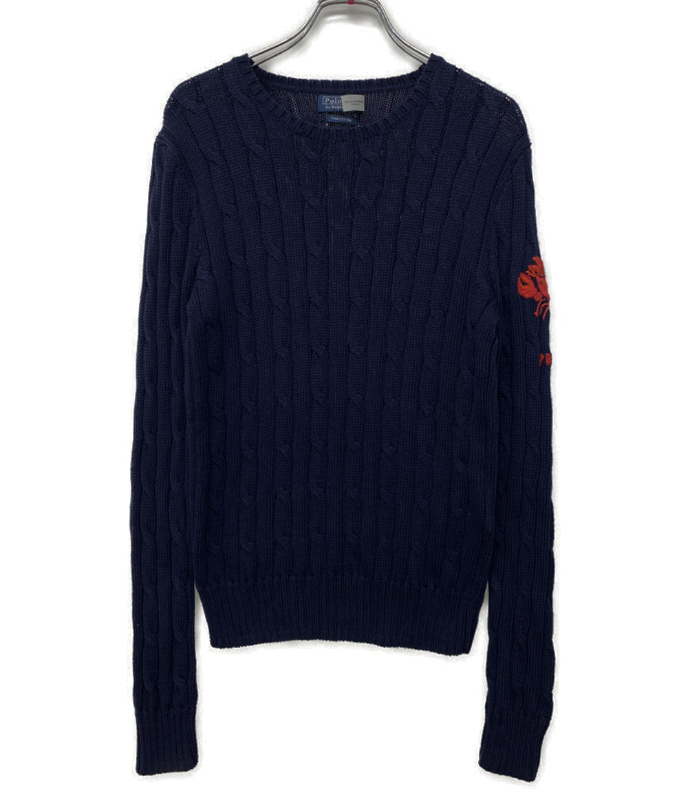 POLO RALPH LAUREN ピマコットン ケーブルニットセーター ロブスター レディース SIZE M ポロ・ラルフローレン