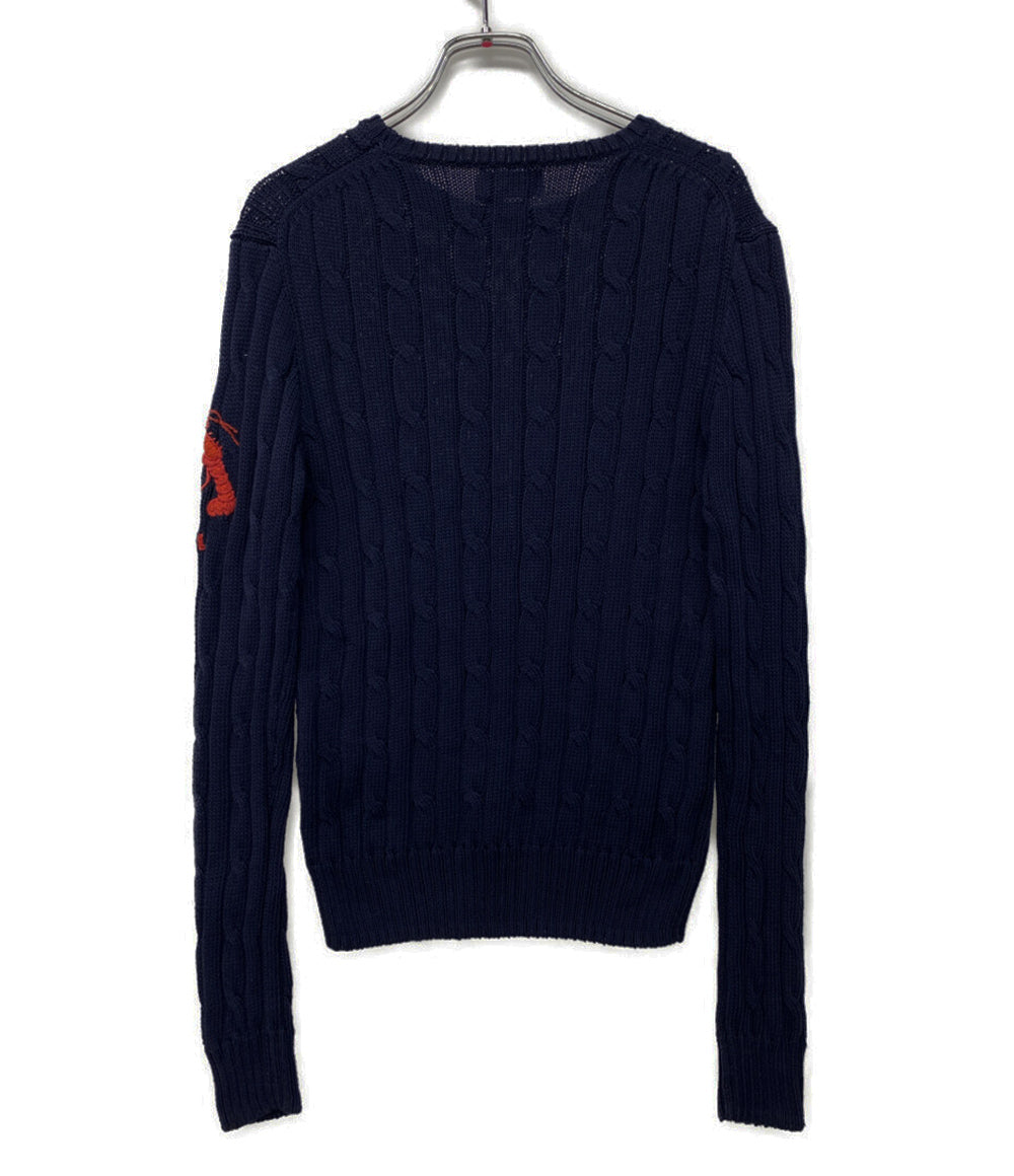 POLO RALPH LAUREN ピマコットン ケーブルニットセーター ロブスター レディース SIZE M ポロ・ラルフローレン