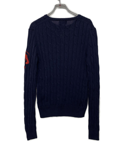 POLO RALPH LAUREN ピマコットン ケーブルニットセーター ロブスター レディース SIZE M ポロ・ラルフローレン