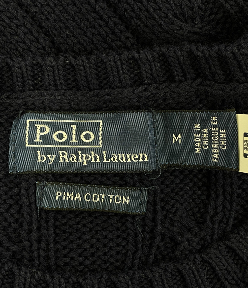 POLO RALPH LAUREN ピマコットン ケーブルニットセーター ロブスター レディース SIZE M ポロ・ラルフローレン