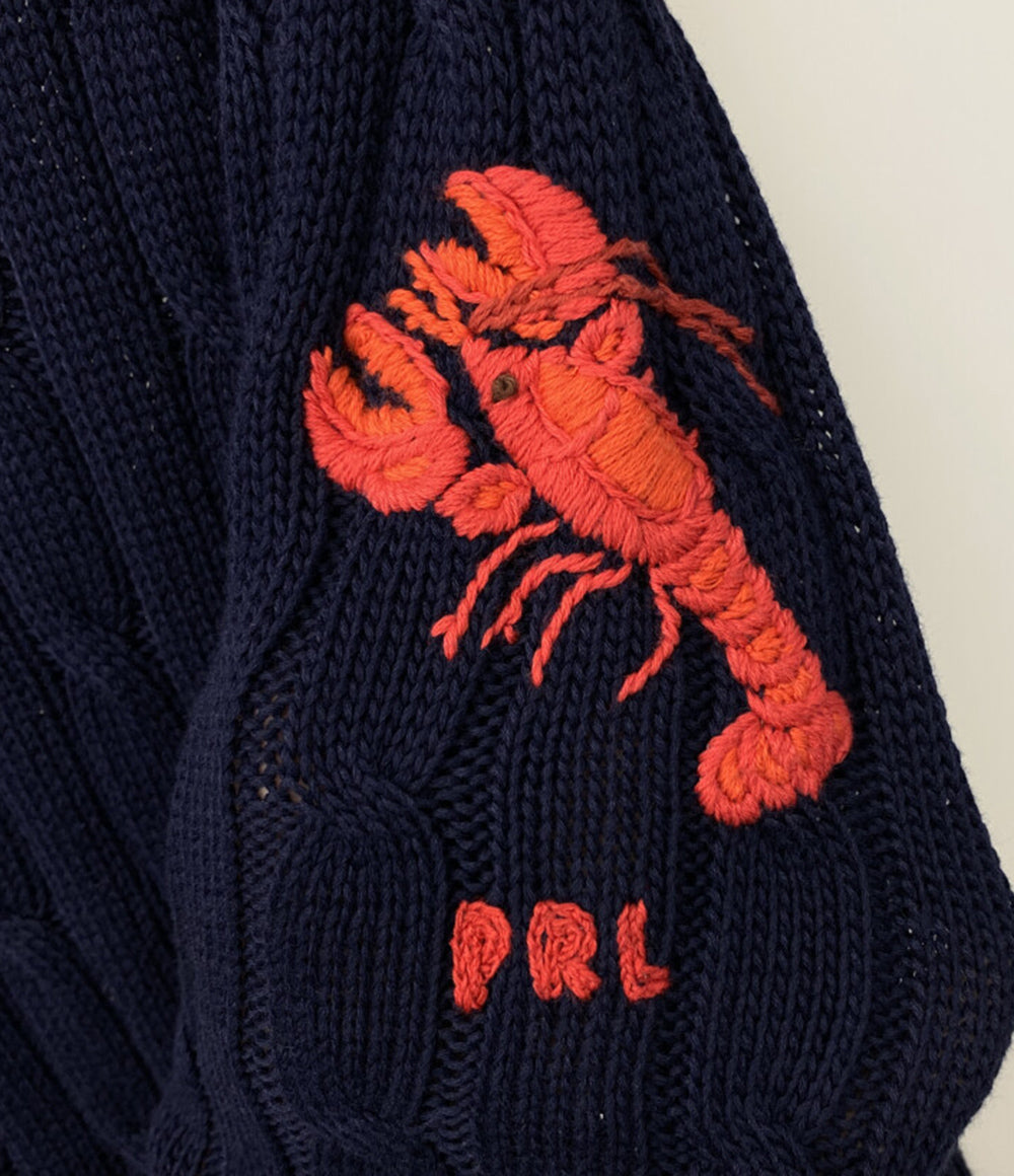 POLO RALPH LAUREN ピマコットン ケーブルニットセーター ロブスター レディース SIZE M ポロ・ラルフローレン