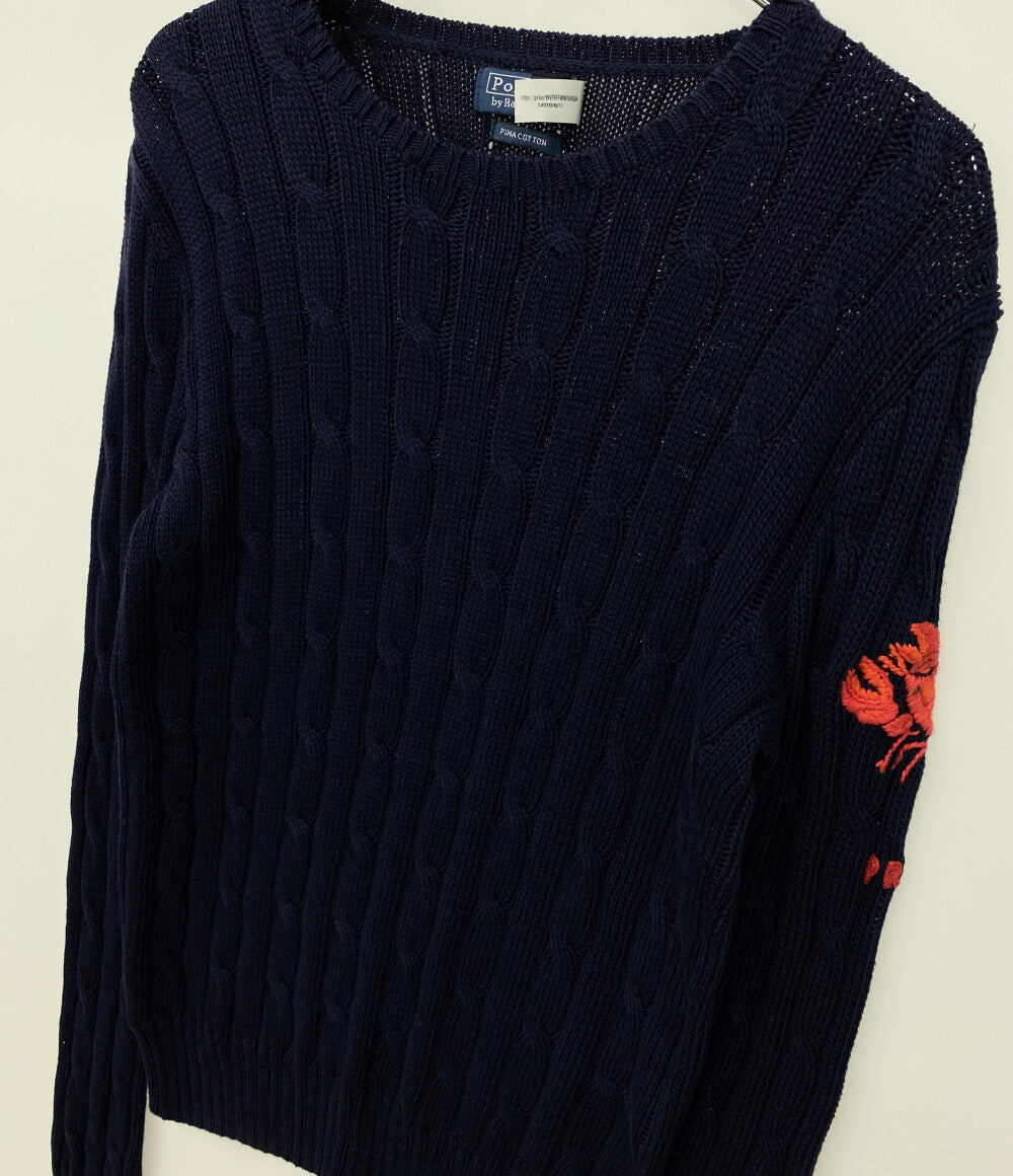 POLO RALPH LAUREN ピマコットン ケーブルニットセーター ロブスター レディース SIZE M ポロ・ラルフローレン