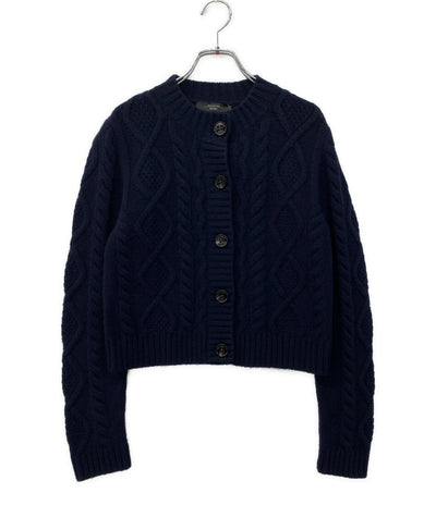 美品 MAX MARA Weekend カーディガン ネイビー ケーブル編み ヴァージンウール レディース SIZE S マックスマーラウィークエンド