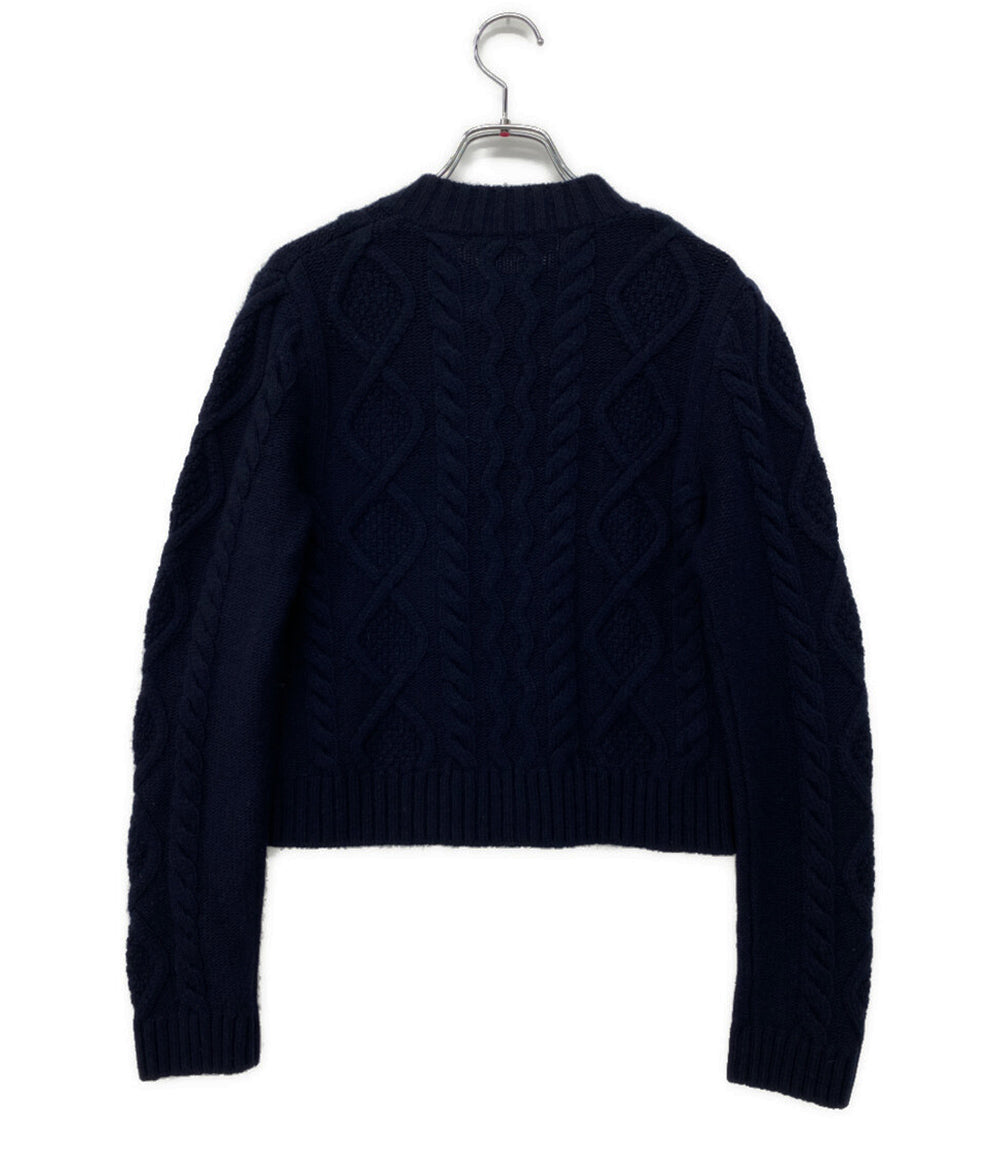美品 MAX MARA Weekend カーディガン ネイビー ケーブル編み ヴァージンウール レディース SIZE S マックスマーラウィークエンド