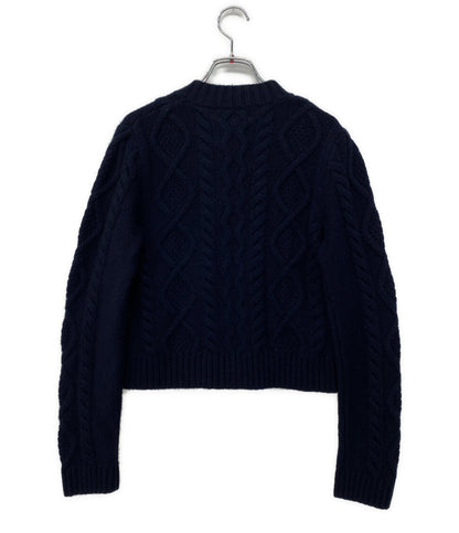 美品 MAX MARA Weekend カーディガン ネイビー ケーブル編み ヴァージンウール レディース SIZE S マックスマーラウィークエンド