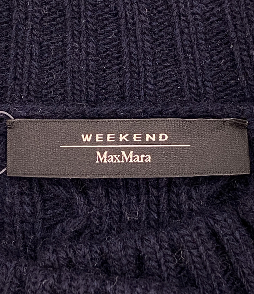 美品 MAX MARA Weekend カーディガン ネイビー ケーブル編み ヴァージンウール レディース SIZE S マックスマーラウィークエンド
