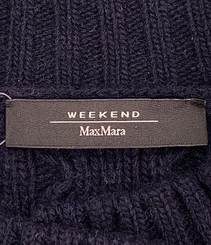 美品 MAX MARA Weekend カーディガン ネイビー ケーブル編み ヴァージンウール レディース SIZE S マックスマーラウィークエンド