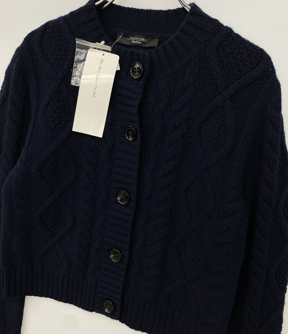 美品 MAX MARA Weekend カーディガン ネイビー ケーブル編み ヴァージンウール レディース SIZE S マックスマーラウィークエンド