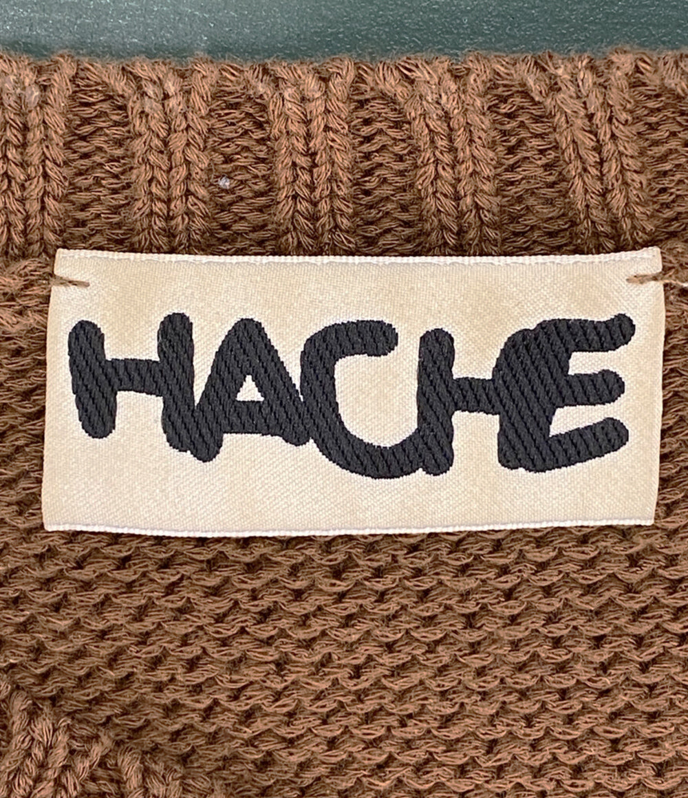 HACHE アッシュ フリルニットベスト ブラウン レディース SIZE 42