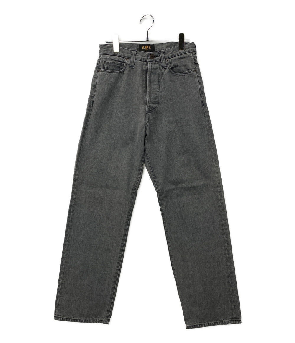 美品 Owatteru&co オワッテルアンドコー デニムパンツ ワイドストレート グレー メンズ SIZE -