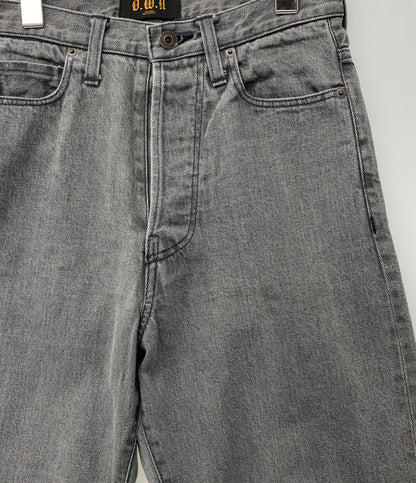 美品 Owatteru&co オワッテルアンドコー デニムパンツ ワイドストレート グレー メンズ SIZE -