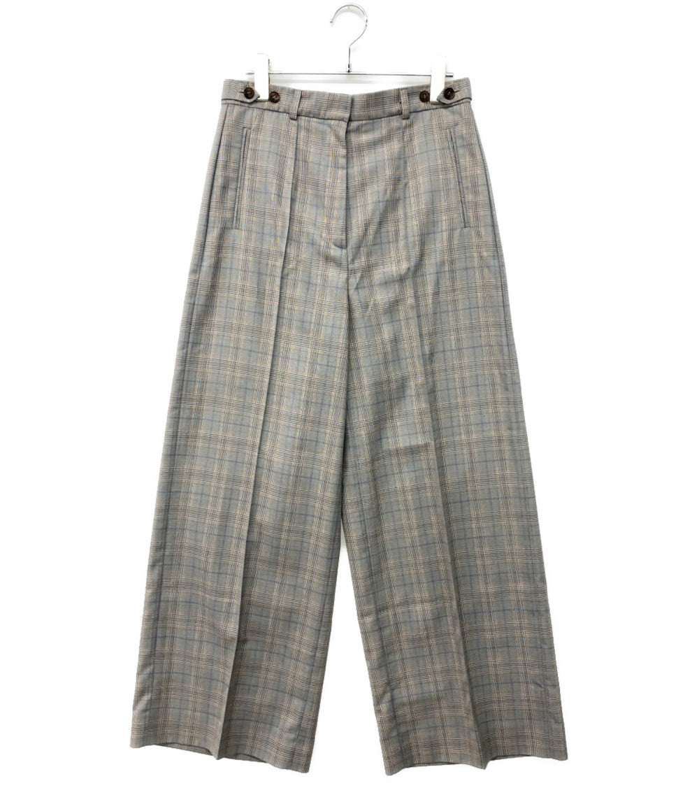 美品 rokh ロク チェックタックワイドパンツ レディース SIZE UK10
