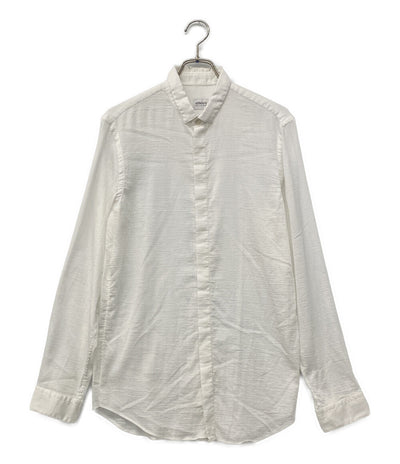 ARMANI COLLEZIONI 長袖比翼シャツ シャドウストライプ ホワイト メンズ SIZE M アルマーニコレッツォーニ