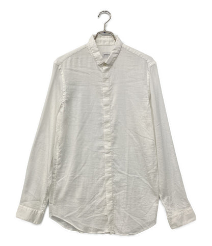 ARMANI COLLEZIONI 長袖比翼シャツ シャドウストライプ ホワイト メンズ SIZE M アルマーニコレッツォーニ