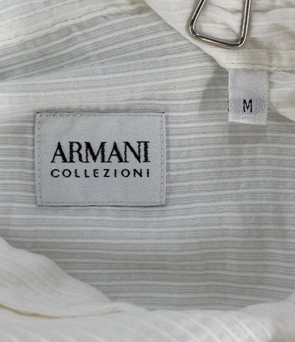 ARMANI COLLEZIONI 長袖比翼シャツ シャドウストライプ ホワイト メンズ SIZE M アルマーニコレッツォーニ